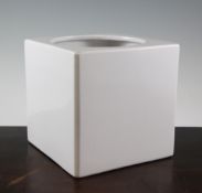 A large Troika white glaze cube vase, by Leslie Illsley, inscribed `Troika England` mark, 7in.