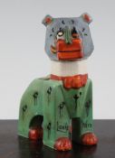 A rare English pottery `Louis Wain` model of a cat, designed c.1914, modelled in standing pose, with