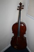 A 19th century German cello, with two piece back, with interior inscription for Charles Howard,