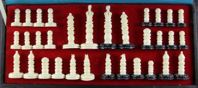 An Indian carved ivory chess set, king 3in. Starting Price: £120