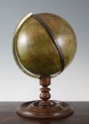 A 19th century Malby terrestrial desk globe, on turned mahogany base, 8in. wide, 14in. high Starting