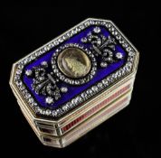 A George IV 18ct gold, polychrome enamel and diamond set snuff box, of rectangular form with