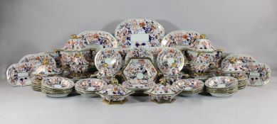 A good extensive Masons Ironstone dinner service, c.1815-20, each piece painted in Imari style