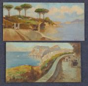 Alessandro Catalani (1897-1942)two oils on canvasboard,Mediterranean coastal landscapes,signed,