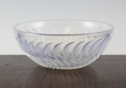 An R. Lalique opalescent glass Actinia pattern bowl, 8.25in.