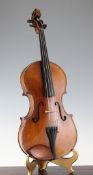 An English viola, by Frederick George Richards of Eastbourne, c.1940, length of back 16½ in.,