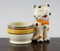 A Clarice Cliff `Spotted` pattern cat and spill vase, facsimile signature mark, 5.12in.