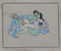 Persian Schoolset of ten ink and watercolour drawings,Erotic studies,2.5 x 3in.