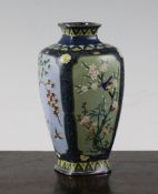 A Japanese silver wire cloisonne enamel square baluster vase, early 20th century, Inaba Workshop,