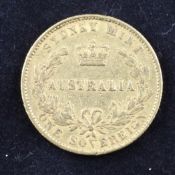 A cased rare Sydney Mint Australia 1864 gold sovereign.