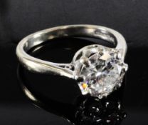 An 18ct white gold solitaire diamond ring the old brilliant cut stone approx. 2.10cts, size O