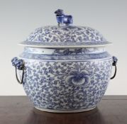 A Chinese Straits blue and white kamcheng, late 19th / early 20th century, painted with flowers amid