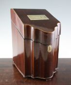 A 19th century mahogany knife box, now converted to a letter box, with serpentine shaped front,