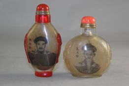 Two Chinese inside painted portrait snuff bottles, both depicting elder statesmen, inscribed, one