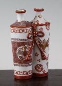 A Japanese Satsuma double gourd sake flask, Meiji period, decorated with blossoming paulownia and