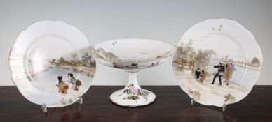 A Japanese export porcelain dessert service, by Imura, c.1900, each piece painted with different