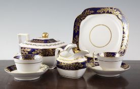 A Spode thirty four piece part tea set, c.1820, decorated in pattern no.2721, with a band of gilt