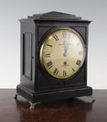 An early 19th century ebony cased bracket timepiece, with painted Roman dial signed Barraud & Lunds,