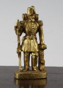 A small 19th century gilt bronze figure of a Napoleonic soldier, 4in.