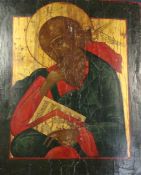 Russian Schooloil on wooden panel,St John the Evangelist in silence with the angel,20.5 x 17in.