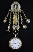 A George III silver gilt and enamel keywind lever pocket watch by Robert Hood, Blandford, with Roman