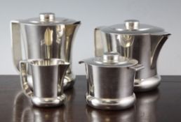 An Ercuis Art Deco four piece silver plated tea set