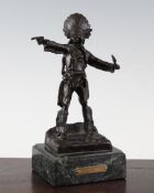 After Carl Kauba. A bronze figure of a Native American Indian chief, on green marble plinth, 9in.