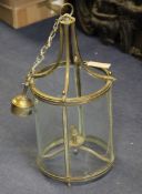 A Victorian style circular glass and brass hanging lantern, 10.5in.