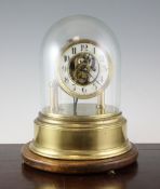 A Eureka Clock Co. electric mantel timepiece, with circular enamelled arabic dial, brass two