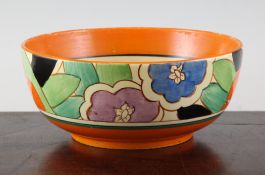 A Clarice Cliff `Fantasque` bowl, 7.10in.