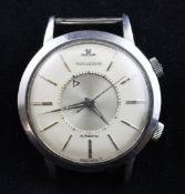 A gentleman`s early 1950`s stainless steel Jaeger le Coultre Memovox manual wind alarm wrist