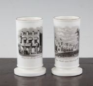 Two spill vases, mid 19th century, retailed by John Luck, Grafton House, Tunbridge Wells, bat