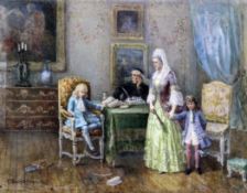 Florence Elizabeth Maplestone (1868-1886)watercolour,Interior with scolded children,signed and dated