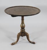 A 19th century mahogany tripod table, with circular dished top, W. 2ft (reduced)