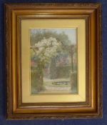 William Affleck (1869-1909)watercolour,View of a flower garden,signed,10.25 x 7.5in.