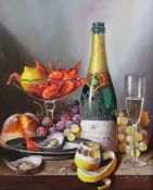 Raymond Campbell (20th C.)oil on canvas,`A Fine Feast`,signed,16 x 20in.