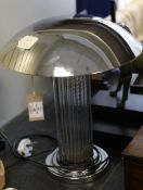 An Art Deco chrome and glass rod table lamp, with domed shade, 16in.