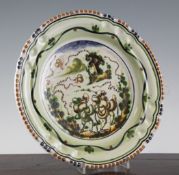 A 20th century Italian maiolica dish, with figures in a landscape, inscribed base, 12in.