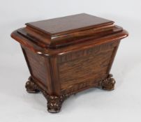 A Gillows of Lancaster mahogany sarcophagus shaped wine cooler, with stepped top and panelled sides,