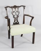 A Chippendale design mahogany open armchair, on square section legs