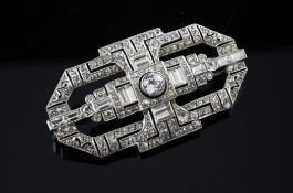 An Art Deco silver and paste set brooch, of octagonal form, 2.25in.