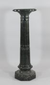 A 19th century Continental green serpentine marble column, with oval top and octagonal base, H.3ft