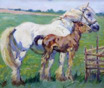 Evelyn Harker (fl. 1889-1910)oil on canvasboard,Mare and foal,label verso,15 x 17.5in.