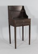 A Regency simulated rosewood side table, with shelf back and two frieze drawers, W.1ft 8in. H.3ft