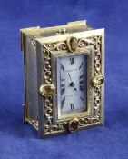 A 1940`s silver gilt and citrine mounted miniature timepiece, retailed by W.Horovitz, Alexandrie, of