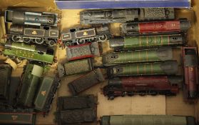 A collection of Hornby Dublo engines and rolling stock, including Flying Scotsman, Duchess of