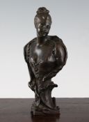 Emile Laporte (1858-1907). A bronze bust of a muse, signed, 9.25in.