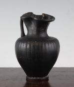 A Greek Zenon ware black glazed Ochinoe, Apuila, c.4th century B.C., restored, 6.25in.