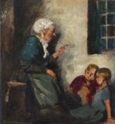 Solomon Van Abbé (1883-1955)oil on board,`The Storyteller`,signed,13 x 12in.