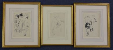 William Russell Flint (1880-1969)three drawings,Pencil study of a young woman, signed and dated